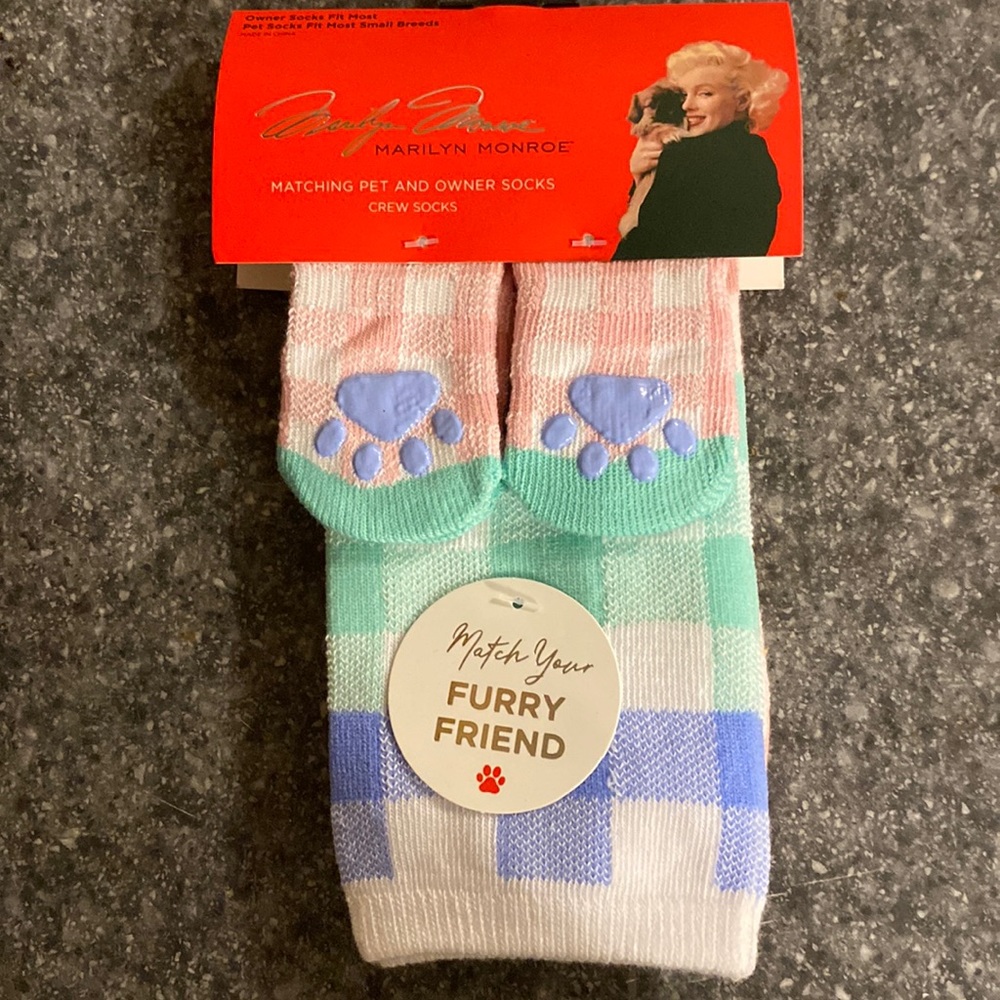🧦🐈 Matching Pet and Owner Socks! Pastel Plaid Marilyn Monroe! 🧦🐕